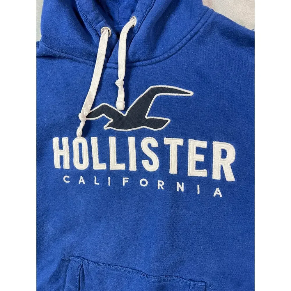 Vintage Y2K Hollister Blue Hoodie Sleeve Hit Big Logo Size Small